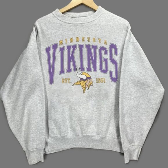 Vtg Minnesota Vikings Sweatshirt Retro NFL Minnesota Vikings Football Shirt - Picture 4 of 4